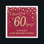 60th Birthday Party Burgundy Red and Gold Diamond Napkin<br><div class="desc">60th Birthday Party Invitation with Burgundy Red and Gold Glitter Diamond Background. Gold Confetti. Adult Birthday. Man or Woman Birthday. For further customisation,  please click the "Customise it" button and use our design tool to modify this template.</div>