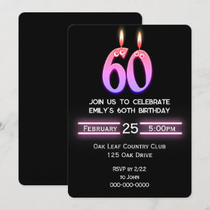 60th Birthday Party Candles Invitation