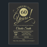 60th Birthday Party - Chalkboard Gold Invitation<br><div class="desc">60th Birthday Party Invitation in faux glitter gold and chalkboard black pattern. Simple modern design,  perfect for an elegant party. Cheers to 60 years! Can be personalized into any age!
Please message me if you need further customization.</div>