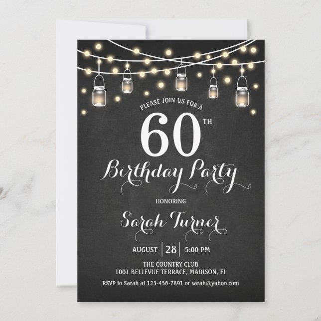 60th Birthday Party - Chalkboard Invitation (Front)