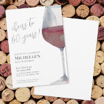 60th Birthday Party Cheers To Sixty Invitation<br><div class="desc">"Cheers to 60 years!" is proudly displayed at the top of this classic and elegant invitation, featuring a large watercolor merlot or burgundy red and grey wine glass on the right side, giving it a modern twist. You can customise the year to celebrate any milestone. The design uses script typography...</div>