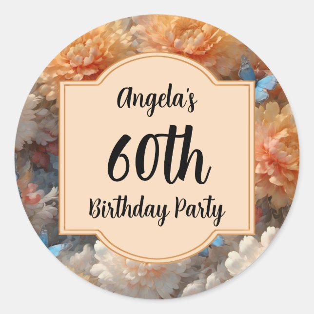 60th Birthday Party Classic Round Sticker (Front)