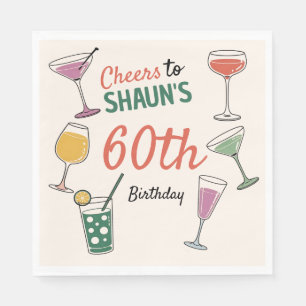 60th birthday party cocktail night Paper Napkin