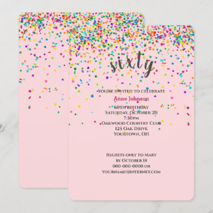 60th Birthday Party confetti Invitation