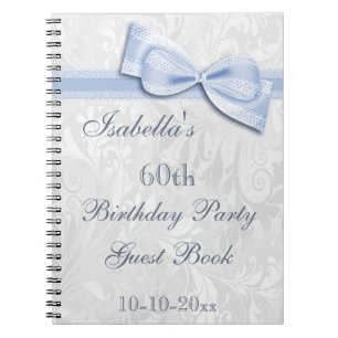 60th Birthday Party Damask and Bow Notebook