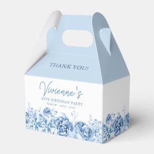 60th Birthday Party Dusty Blue Rose Floral Favour Box