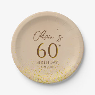 60th Birthday Party Elegant Gold  Paper Plate