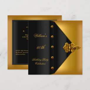 60th Birthday Party Elegant Mens Gold Black Mans Invitation