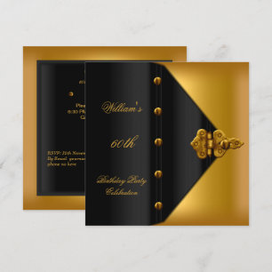 60th Birthday Party Elegant Mens Gold Black Mans Invitation