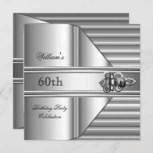 60th Birthday Party Elegant Mens Silver Mans 2 Invitation