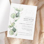 60th Birthday Party Eucalyptus Greenery Script Invitation<br><div class="desc">It could be surprise party or another special decade achieved. This 60th birthday party invitation featuring eucalyptus greenery design with modern popular typography can easily be edited to suit any birthday or anniversary celebration.

You can change the wording,  birthday details and the background colour by clicking the "Personalise" button</div>