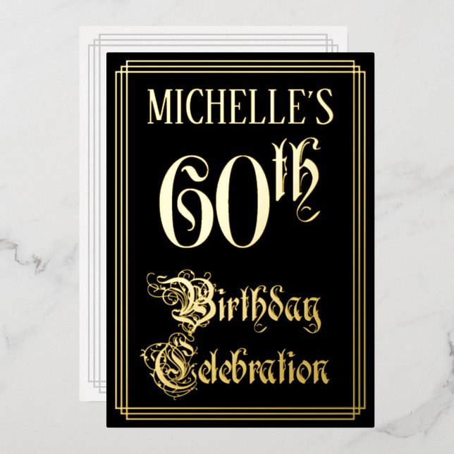 60th Birthday Party — Fancy Script & Custom Name (Front/Back)