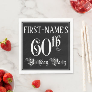 60th Birthday Party — Fancy Script + Custom Name Napkin