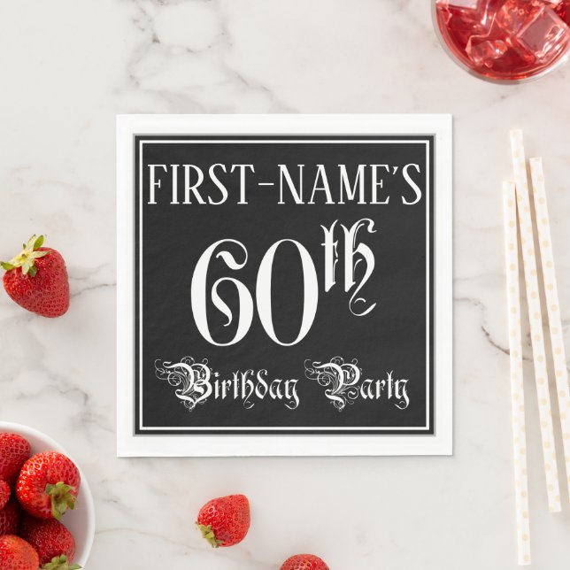 60th Birthday Party — Fancy Script + Custom Name Napkin (Insitu)