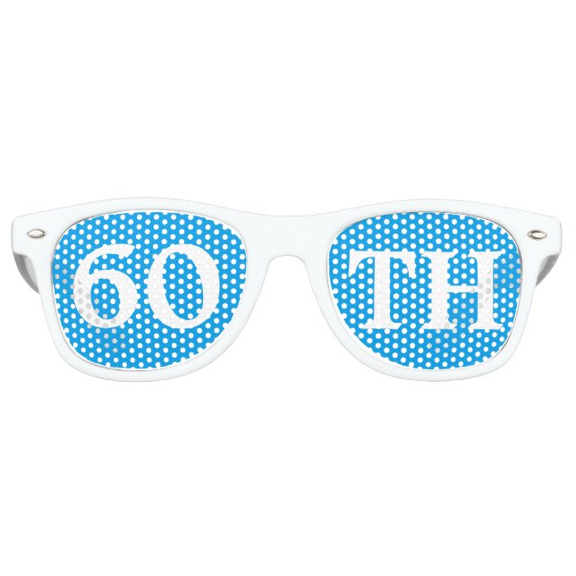 60th Birthday Party Favour Cool Blue White Retro Sunglasses (Front)