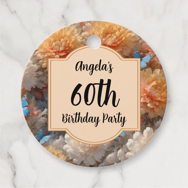 60th Birthday Party Favour Tags (Front)