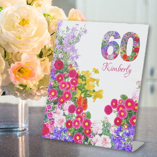 60th birthday party floral flower party sign