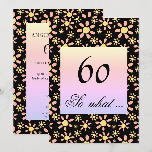 60th Birthday Party Floral for Her Invitation (Front/Back)