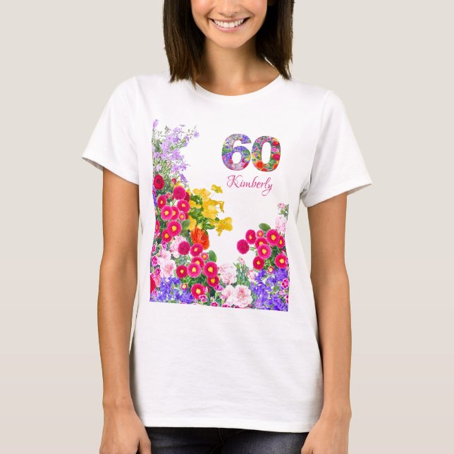 60th birthday party floral guest of honour t-shirt (Front)