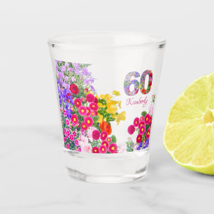 60th birthday party flowers bouquet shot glass