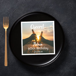 60th birthday party for guys cheers beer napkin