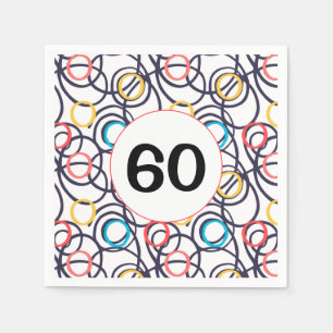 60th Birthday Party Funky Doodles Napkin