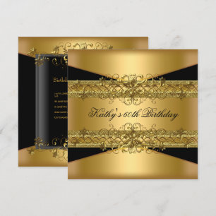 60th Birthday Party Gold Black 60 Invitation