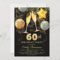60th Birthday Party Gold Black Glitter Confetti
