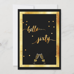 60th birthday party gold black hello sixty invitation