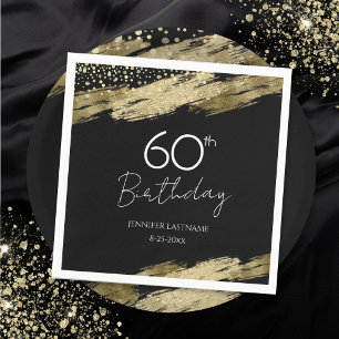 60th Birthday Party Gold Black Invitation Napkin