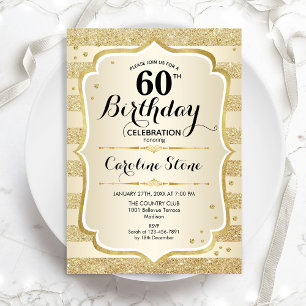 60th Birthday Party - Gold Invitation