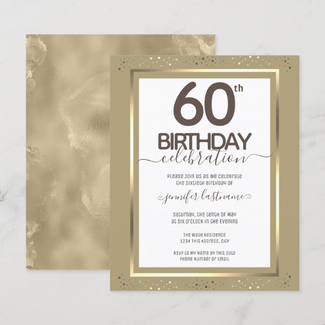 60th Birthday Party Gold Paper Sheet (Front/Back)