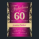 60th Birthday Party - Gold Pink Black Invitation<br><div class="desc">60th Birthday Party Invitation in pink black and gold.
Elegant invite card with faux glitter gold and diamonds. Features damask pattern and script font. Fabulous at sixty! Classic design perfect for an stylish party. Please message me if you need a custom age.</div>