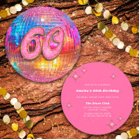 60th Birthday Party Gold Pink Glitter Disco Ball