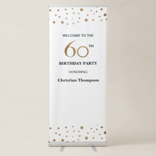 60th birthday party gold White confetti Rollup Retractable Banner