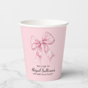 60TH Birthday Party Golf Theme Pink Bow Golf Ball Paper Cups