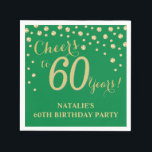 60th Birthday Party Green and Gold Diamond Napkins<br><div class="desc">60th Birthday Party Invitation with Green and Gold Glitter Diamond Background. Gold Confetti. Adult Birthday. Man or Woman Birthday. For further customisation,  please click the "Customise it" button and use our design tool to modify this template.</div>