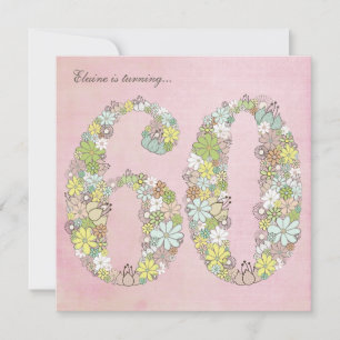 60th Birthday Party Green Blooms Custom Invitation