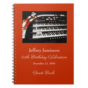 60th Birthday Party Guest Book, Antique Organ  Notebook