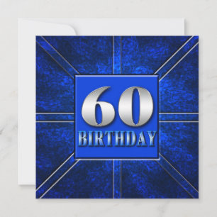 60TH BIRTHDAY PARTY INVITATION - BLUE-SILVER