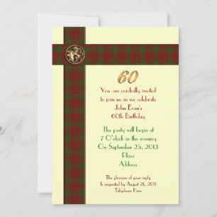 60th Birthday party invitation for man plaid borde