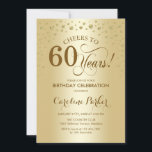 60th Birthday Party Invitation - Gold<br><div class="desc">60th Birthday Party Invitation.
Elegant design with faux glitter gold. Cheers to 60 Years! Message me if you need further customization.</div>