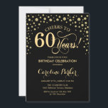 60th Birthday Party Invitation - Gold Black<br><div class="desc">60th Birthday Party Invitation.
Elegant design with faux glitter gold and black. Cheers to 60 Years! Message me if you need further customization.</div>