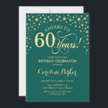 60th Birthday Party Invitation - Gold Green<br><div class="desc">60th Birthday Party Invitation.
Elegant design with faux glitter gold and green. Cheers to 60 Years! Message me if you need further customization.</div>