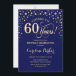 60th Birthday Party Invitation - Gold Navy Blue<br><div class="desc">60th Birthday Party Invitation.
Elegant design with faux glitter gold and navy blue. Cheers to 60 Years! Message me if you need further customization.</div>