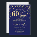 60th Birthday Party Invitation - Gold Navy Blue<br><div class="desc">60th Birthday Party Invitation.
Elegant design with faux glitter gold and navy blue. Cheers to 60 Years! Message me if you need further customization.</div>