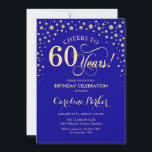60th Birthday Party Invitation - Gold Royal Blue<br><div class="desc">60th Birthday Party Invitation.
Elegant design with faux glitter gold and royal blue. Cheers to 60 Years! Message me if you need further customization.</div>