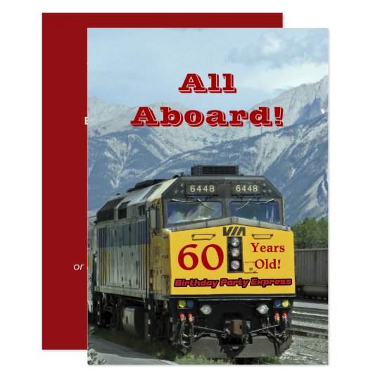 60th Birthday Party Invitation Railroad Train