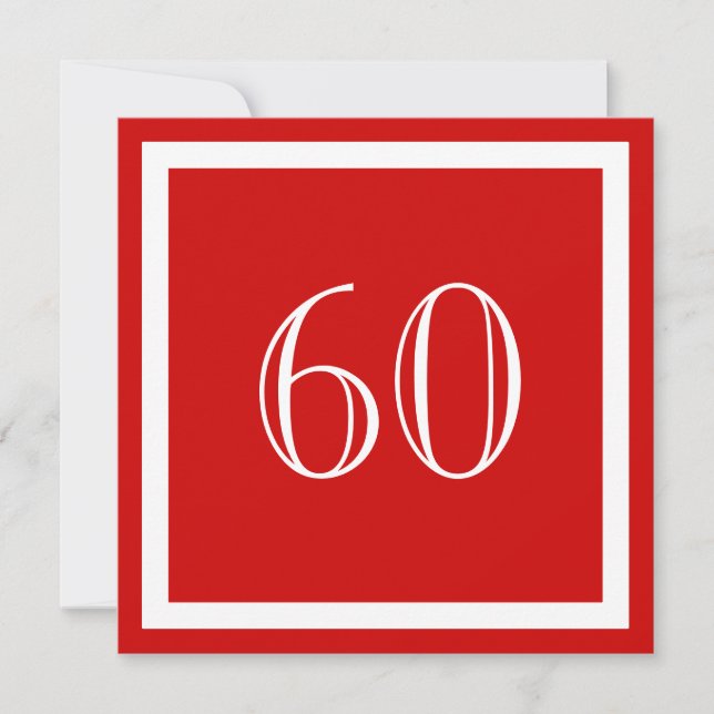 60th Birthday Party Invitation - Red (Front)
