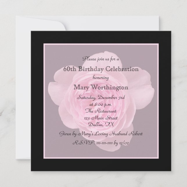 60th Birthday Party Invitation Rose for 60th (Front)